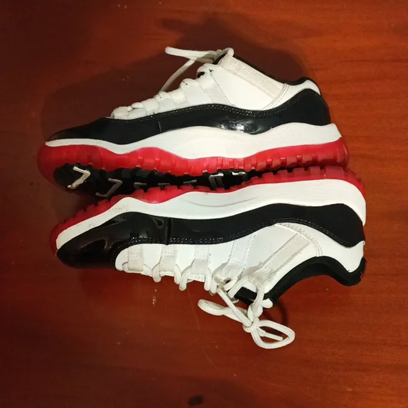 Jordan little boys size 13 white, black with red soles and tips sneakers